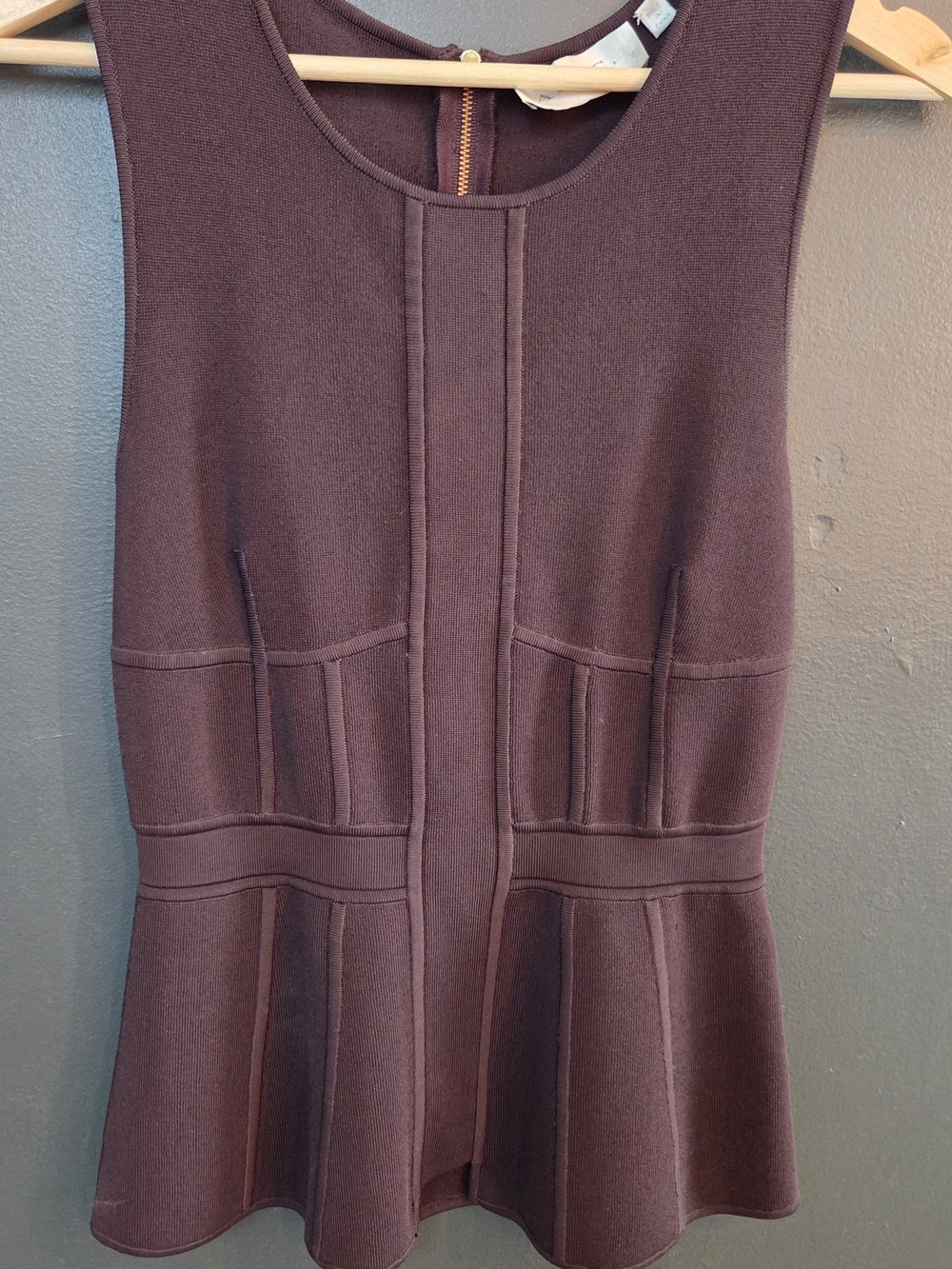 A.L.C. Rayon Knit Sleeveless Plum Peplum Tank Size Small